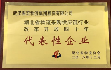 荣获湖北省物流协会“改革开放四十年，代表性企业”